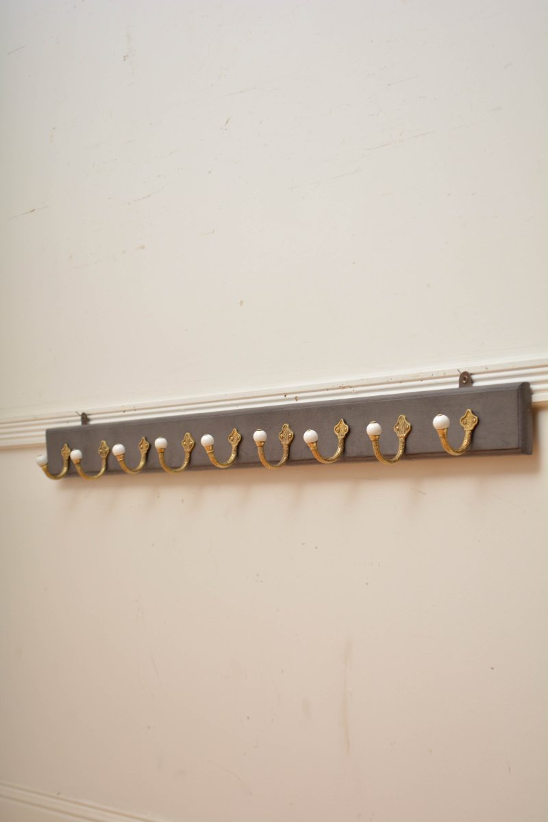 Victorian Brass Coat Hooks Coat Rack - Image 3